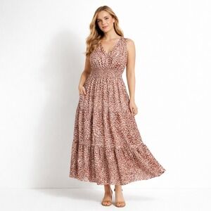 Kate And Lily Womens Sleeveless Tiered Maxi Dress Plus Size Vacation Flowy